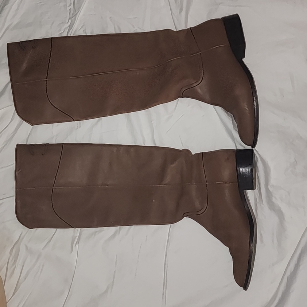 Coco Chanel tan brown tall boots pullon 38 / 7.5